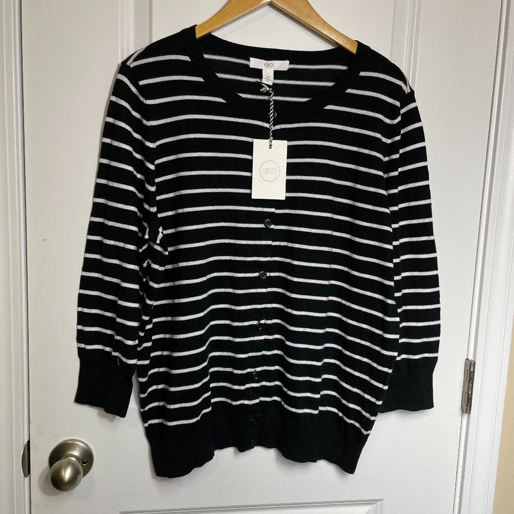 1901 Nordstrom Striped Pima Blend Cardigan